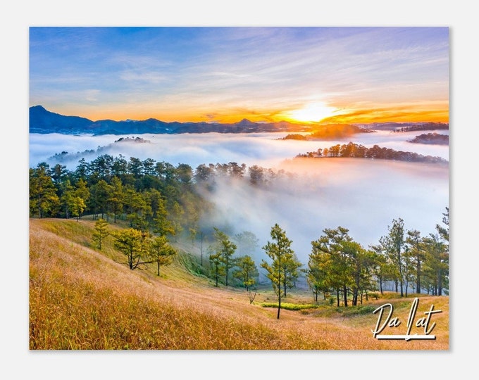Da lat Vietnam Travel Poster Wall Art | Da lat Landscape Home Decor | Da lat Digital Print | Da lat Hazy Horizontal Sunrise Photo Present