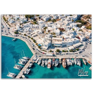 Milos Greece Poster Print Wall Art | Milos Harbor Home Decor Gift Hanging | Milos Digital Prints Collectible | Milos Horizontal Travel Photo