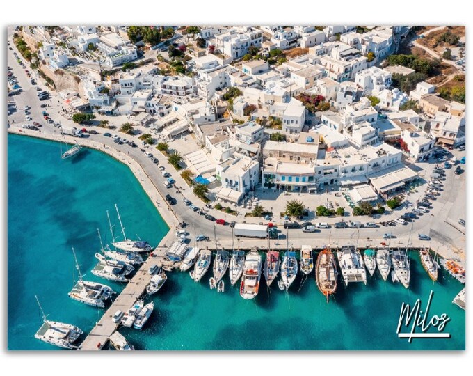 Milos Greece Poster Print Wall Art | Milos Harbor Home Decor Gift Hanging | Milos Digital Prints Collectible | Milos Horizontal Travel Photo