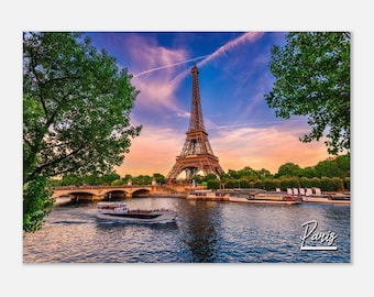 Eiffel Tower Paris Print: Seine River Travel Photo Poster