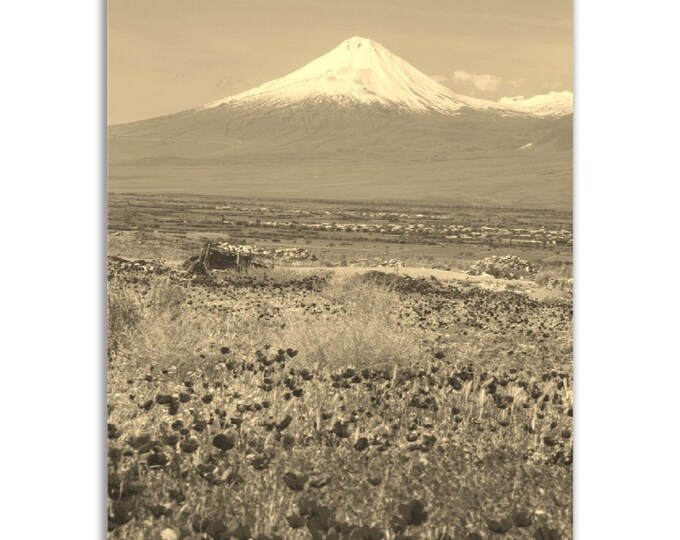 Yerevan Armenia Poster Vintage Print | Retro Mountain Sepia Photo Gift | Yerevan Nature Wall Art Home Decor | Vertical Yerevan Travel Photo