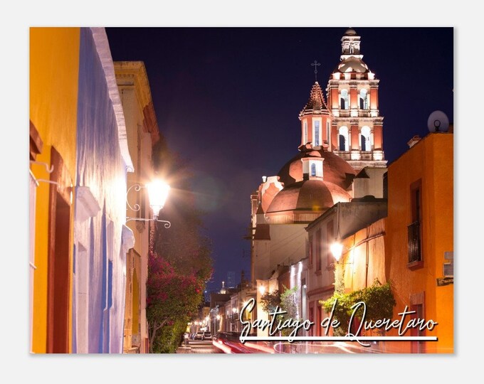 Santiago de Queretaro Mexico Poster Print Wall Art | Santiago de Queretaro Home Decor | Historic Church Santiago de Queretaro Travel Photo