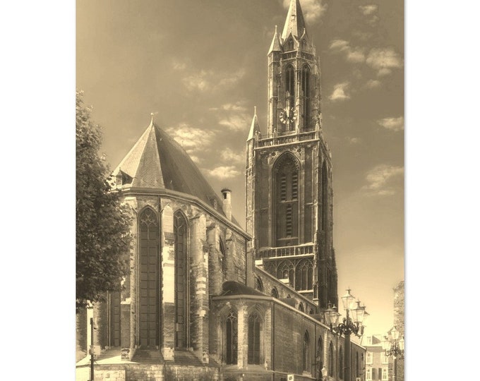 Vintage Maastricht Netherlands Poster | Retro  Church Sepia Print | Maastricht Wall Art Home Decor | Vertical Maastricht Travel Poster Photo