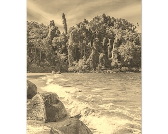 Vintage Khao Lak Beach Print: Sepia Thailand Travel Poster