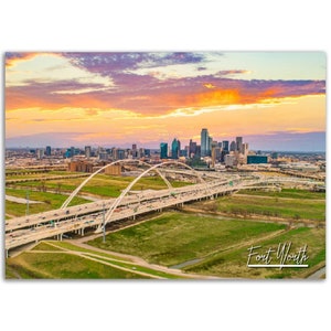 Fort Worth Poster Print Texas Wall Art Decor | Fort Worth Sunset Photo Cityscape Home Decoration | US Traveler Gift | Horizontal Photography