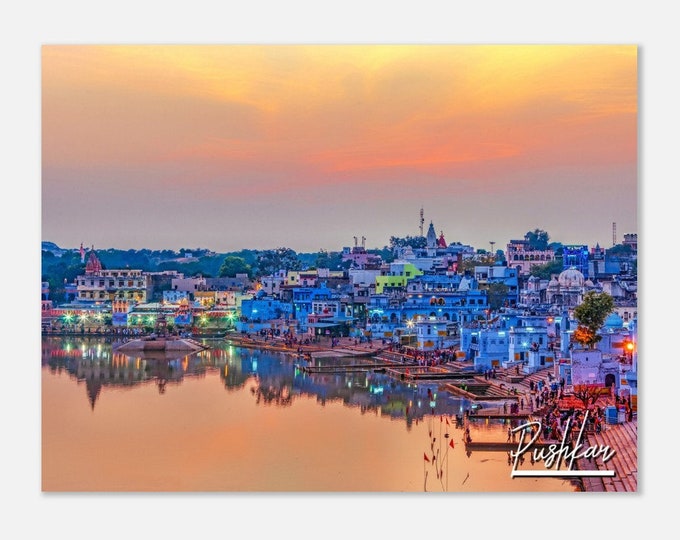 Pushkar India Travel Poster Wall Art | Pushkar Home Decor | Pushkar Holy Lake Sunset Print | Pushkar Horizontal | Pushkar Hangings Photo