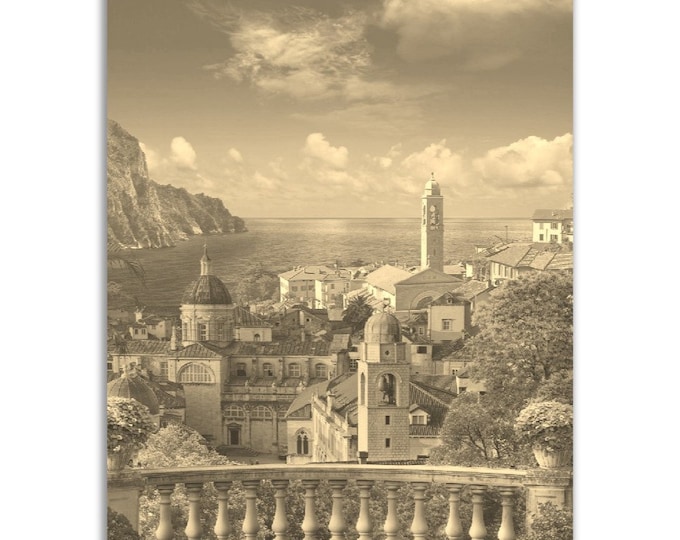 Sicily Poster Vintage Print | Retro Sicily Black and White Sepia Photo Gift | Sicily Wall Art Decor | Vertical Sicily Travel City Present