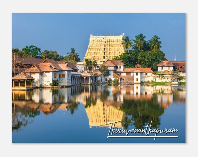 Thiruvananthapuram India Coastal Poster Print Wall Art Home Decor | Padmanabhaswamy Temple Cityscape Horizontal Hanging Travel Photo Present