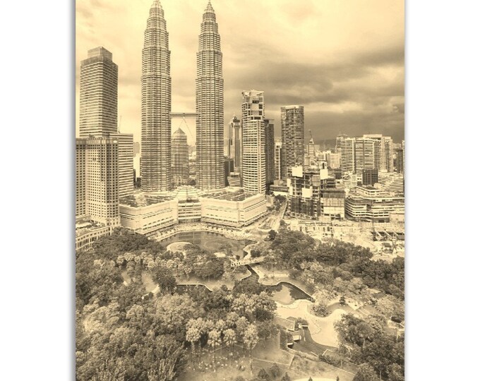 Kuala Lumpur Poster Malaysia Vintage Print | Retro Kuala Lumpur Sepia Photo Gift | Kuala Lumpur Wall Art Asia Home Decor | Vertical Print