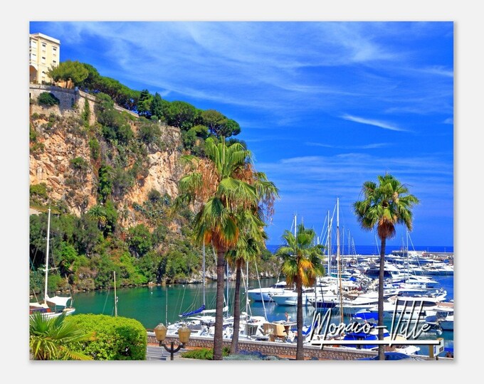 Monaco-Ville Monaco Poster Print Wall Art | Monaco-Ville Boat Home Decor | Monaco-Ville Print | Monaco-Ville Fontvieille Harbor Travel Photo