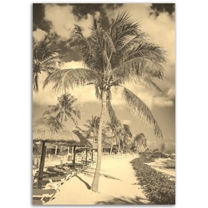 Cancun Mexico Poster Vintage Print | Retro Cancun Beach Sepia Photo Gift | Cancun Wall Art Home Decor | Vertical Cancun Travel City Souvenir