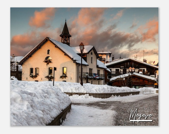 Megeve Village France Poster Wall Art | Megeve Home Decor | Megeve French Alps Digital | Megeve Horizontal | Megeve Hanging Travel Photo