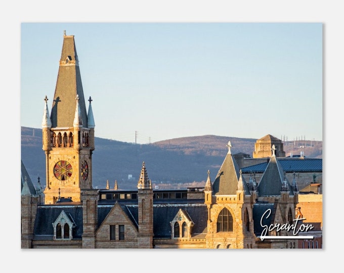 Scranton Pennsylvania Poster Print Wall Art | Scranton Cityscape Skyline Home Decor Gift | Scranton PA Collectibles Horizontal Travel Photo