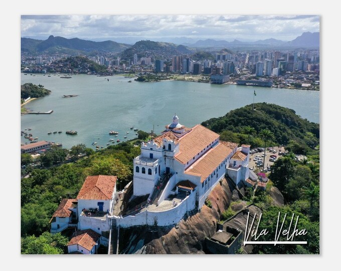 Vila Velha Brazil Travel Poster Wall Art | Vila Velha Skyline Home Decor Print | Vila Venla Old Monastery Coastal Hangings Photo