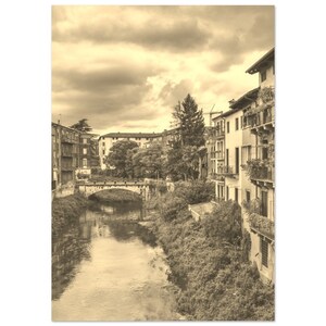 Vintage Vicenza Italy Poster Art | Retro Vicenza Coast Sepia Print | Vicenza Wall Art Home Decor | Vertical Vicenza Cityscape Travel Photo