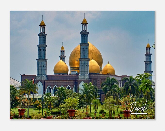 Depok Indonesia Poster Print Wall Art | Depok Home Decor | Depok Golden Dome Mosque Digital Print | Depok Landscape | Depok  Travel Photo