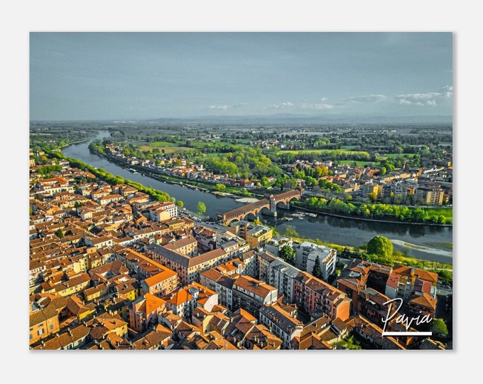 Pavia Italy Travel Poster Wall Art | Pavia River Ticina Home Decor | Pavia Buildings Digital Print | Pavia Cityscape Hangings Photo Present