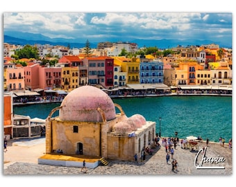 Chania Greece Print: Colorful Cityscape Travel Photo Poster