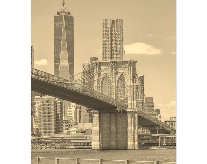 Vintage New York City New York Poster | Retro New York City Print | New York Bridge Wall Art Home Decor | Vertical New York Travel Photo