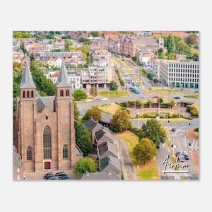 Poster Arnhem Nederland: afdruk kerk en stad View