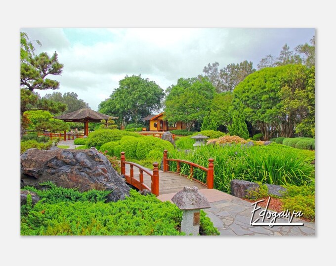 Edogawa Japan Poster Print Wall Art | Edogawa Home Decor | Edogawa Gardens Print | Edogawa Wooden Bridge | Edogawa Hanging Travel Photo Gift