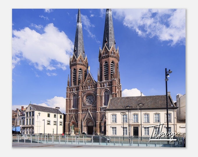 Tilburg Netherlands Travel Poster Wall Art | The Neo-Gothic Saint Joseph Church Print | Tilburg Hill Square | Tilburg Hangings Photo Present