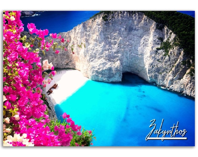 Zakynthos Poster Print Greece Wall Art Decor | Greek Photo Beach Aegean Sea Home Decoration | Wedding Birthday Gift | Horizontal Photography