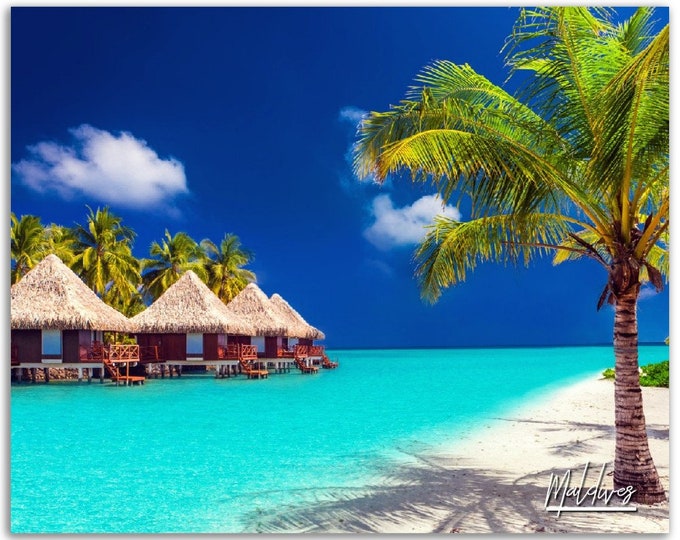 Maldives Poster Print Indian Ocean Wall Art Decor | Beach Photo Tropical Decoration | Traveler Backpacker Trip Gift | Horizontal Photography