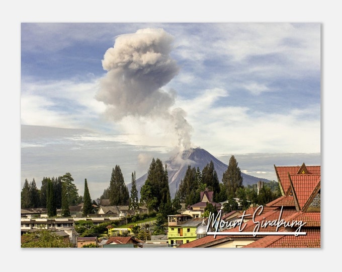 Mount Sinabung Indonesia Poster Wall Art | Mount Sinabung Volcano Home Decor | Mount Sinabung Print North Sumatra Horizontal  Travel Photo
