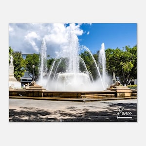 Ponce Puerto Rico Travel Poster Wall Art | Ponce Home Decor Lion Fountain Plaza | Ponce Main Square Digital Print Horizontal Photo Present