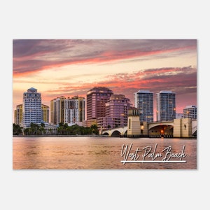 West Palm Beach Florida Poster Print Wall Art | West Palm Beach Cityscape Skyline Home Decor Print | West Palm Beach FL Travel Photo Present