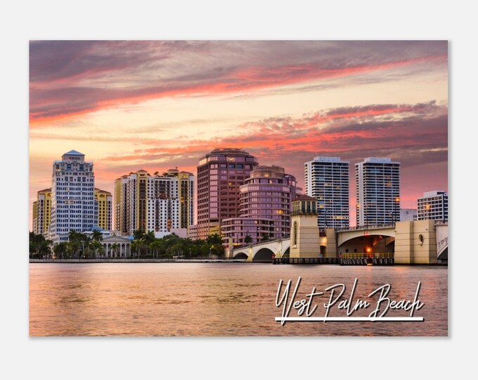 West Palm Beach Florida Poster Print Wall Art | West Palm Beach Cityscape Skyline Home Decor Print | West Palm Beach FL Travel Photo Present