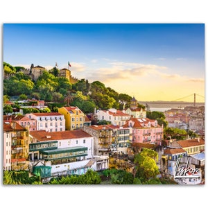 Lisbon Poster Print Portugal Wall Art | Lisbon Photo Home Decor | Lisbon Travel 25 de Abril Bridge Castle Gift | Lisbon Landscape Photo