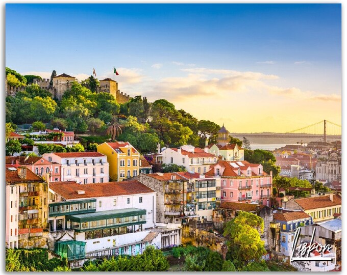 Lisbon Poster Print Portugal Wall Art | Lisbon Photo Home Decor | Lisbon Travel 25 de Abril Bridge Castle Gift | Lisbon Landscape Photo