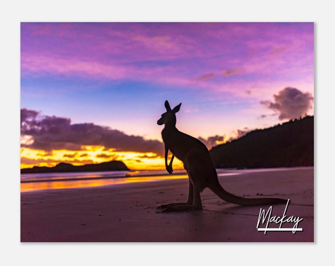 Mackay Australia Travel Poster Wall Art | Mackay Kangaroo Home Decor | Mackay Sunset Digital Print | Mackay Horizontal |Mackay Hanging Photo