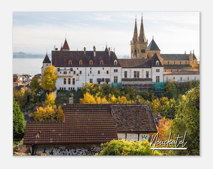 Neuchatel Switzerland Poster Wall Art | Neuchatel Home Decor | Neuchatel Coast | Neuchatel Lake Horizontal | Neuchatel Hanging Travel Photo