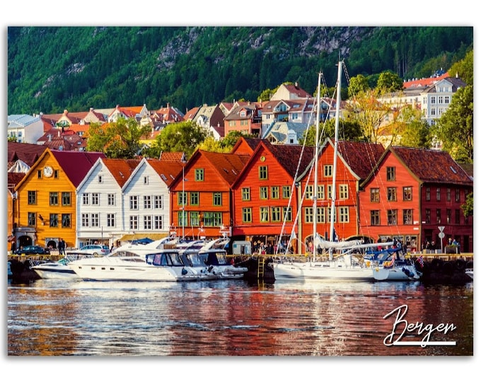 Bergen Norway Poster Print Wall Art | Bergen Home Decor Gift Hangings | Bergen Digital Prints Collectibles | Bergen Horizontal Travel Photo