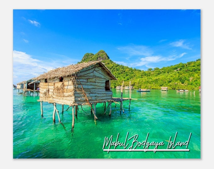 Mabul Bodgaya Island Malaysia Travel Poster Wall Art | Mabul Bodgaya Island Home Decor Digital Print | Mabul Bodgaya Island Village Photo
