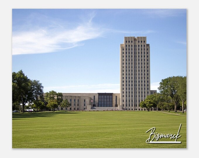 Bismarck North Dakota Poster Print Wall Art | North Dakota State Capitol Home Decor Gift | Bismarck ND USA Horizontal Travel Photo Prints