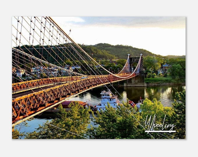 Wheeling West Virginia Poster Print Wall Art | Wheeling Cityscape Skyline Home Decor Gift Hangings | Wheeling Prints Horizontal Travel Photo