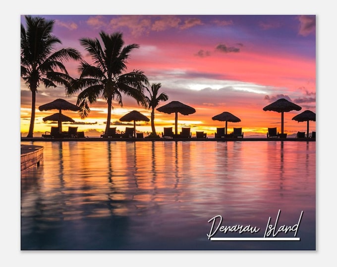 Denarau Island Fiji Poster Wall Art | Denarau Island Coast Home Decor | Palm Trees Horizontal | Denarau Island Hangings Travel Photo Present