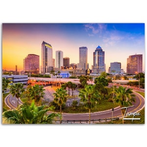 Tampa Florida Poster Print Wall Art | Tampa Cityscape Home Decor Gift Hangings | Tampa Digital Prints Collectibles | Tampa Horizontal Photo