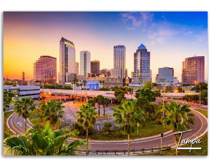 Tampa Florida Poster Print Wall Art | Tampa Cityscape Home Decor Gift Hangings | Tampa Digital Prints Collectibles | Tampa Horizontal Photo