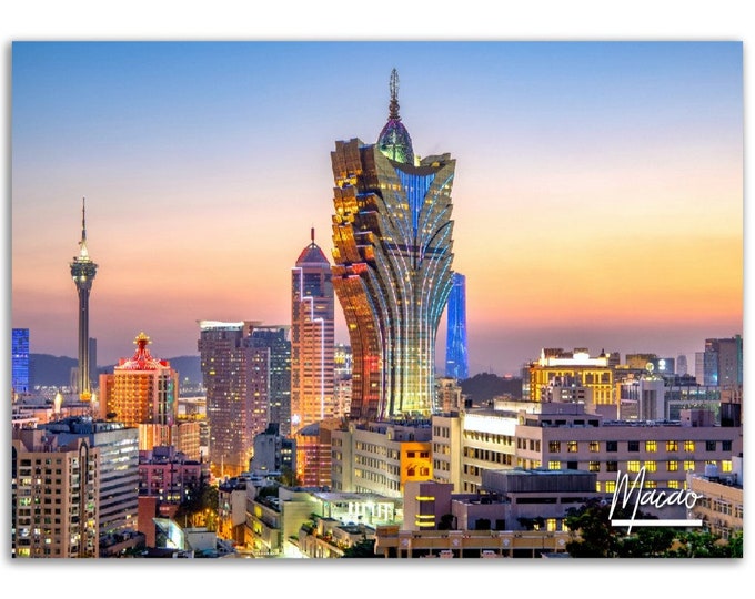 Macao Poster Print Casino Wall Art | Macao City Photo Home Decoration | Macao Travel Christmas Birthday Gift | Macao Horizontal Photography