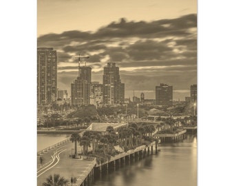 Vintage St. Petersburg Florida Travel Poster Print Wall Art | Retro St. Petersburg Home Decor Vertical | St. Petersburg Skyscraper Photo