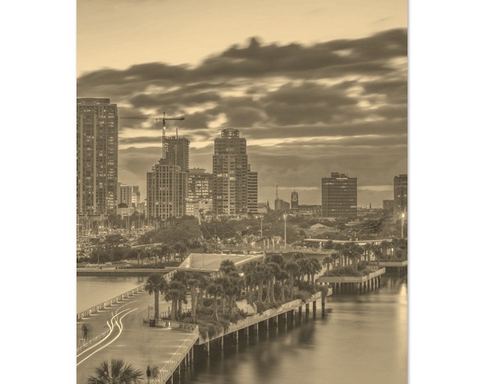 Vintage St. Petersburg Florida Travel Poster Print Wall Art | Retro St. Petersburg Home Decor Vertical | St. Petersburg Skyscraper Photo