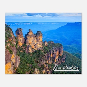 Blue Mountains Australia Travel Poster Wall Art | Katoomba Three Sisters Home Decor | Blue Mountains Print Natural Landscape Photo Present