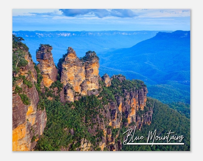 Blue Mountains Australia Travel Poster Wall Art | Katoomba Three Sisters Home Decor | Blue Mountains Print Natural Landscape Photo Present
