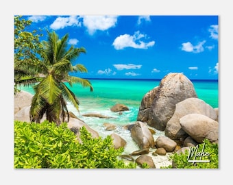 Seychelles Poster Print: Mahe Island Beach Scene, Travel Photo Art