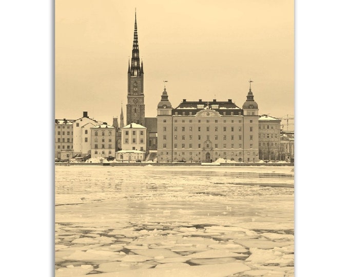 Stockholm Sweden Poster Vintage Print | Retro Stockholm City Sepia Photo Gift | Stockholm Wall Art Home Decor Vertical Travel City Souvenir